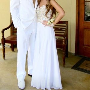 White and gold formal gown